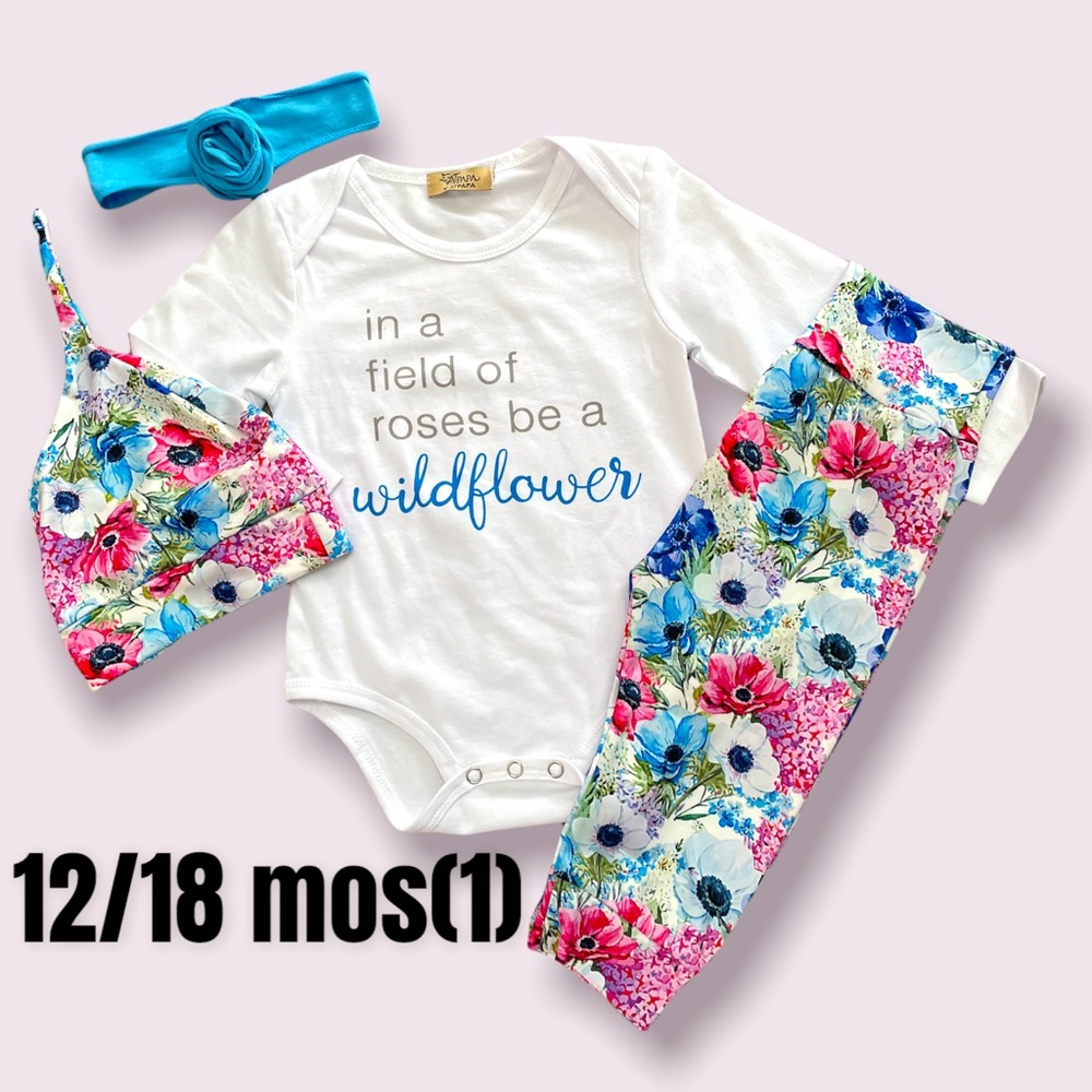 Boutique Baby Girl BE A WILDFLOWER 4pc Outfit
